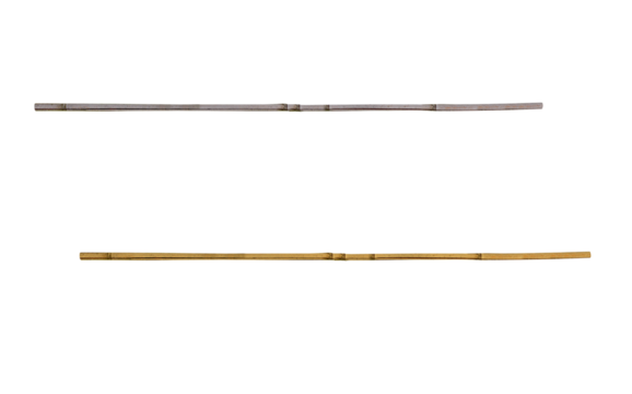 Old bamboo poles on isolated transparent background