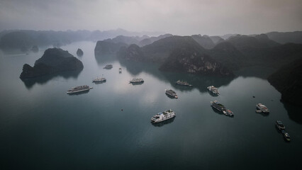 The aerial view of Ha Long Bay in Northern Vietnam