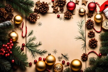 Fototapeta na wymiar Christmas holidays composition on papaer background