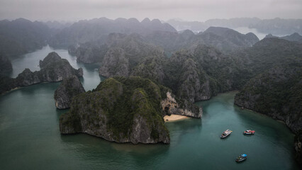 The aerial view of Ha Long Bay in Northern Vietnam