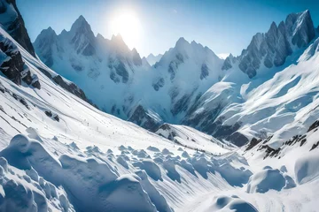 Deurstickers Panorama of Snow Mountain Landscape Alps - © Malik