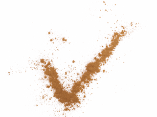 Cinnamon Ceylon ground in shape sign Yes, isolated on white, clipping path