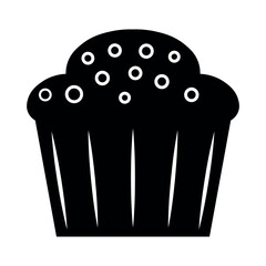 Muffin black vector icon on white background