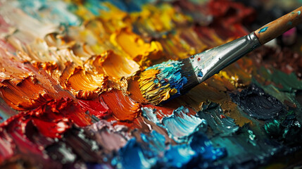 Fototapeta premium Dream Weaver's Palette: An artist's palette transformed into a dream weaver's canvas, with colors blending and swirling, creating a visual masterpiece of dreams
