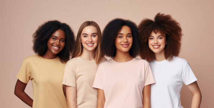 Group of young multi ethnic youn women. Diversity and inclusivity concept