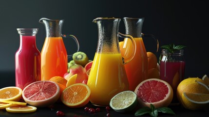 Fruit Juices of the World: Ultra-Realistic Studio Photo for Website Design