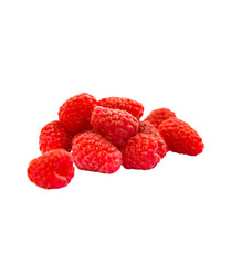 Raspberries on a white background