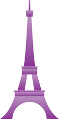 Fototapeta na wymiar Simple 3D purple flat drawing of the French historical landmark monument of the EIFFEL TOWER, PARIS