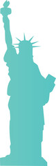 Simple blue flat drawing of the American historical landmark monument of the STATUE OF LIBERTY, NEW YORK CITY