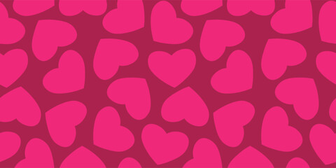 Many hearts on red background. Seamless pattern for Valentine's Day