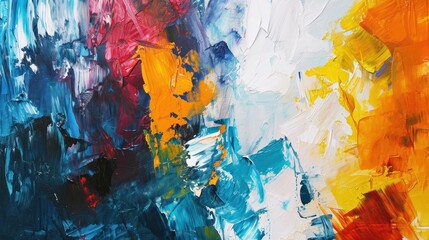 Abstract painting with bold brush strokes and a vivid color palette - obrazy, fototapety, plakaty