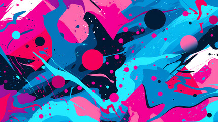 Pink and blue graffiti pattern geometric shapes design poster background