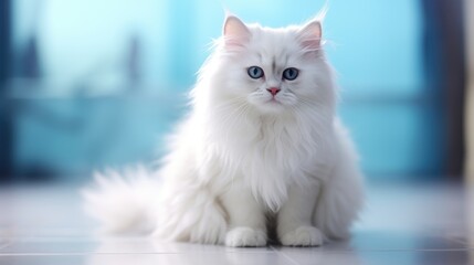 Little cute white kitten. Pet loving idea