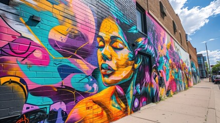 Vibrant street art mural in an urban setting