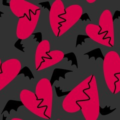 Valentines hearts with wings seamless cartoon love pattern for wrapping paper and fabrics and kids clothes prin