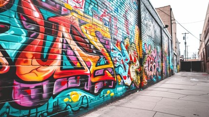 Vibrant urban street art mural with a graffiti style