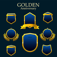 set of golden shields with ribbons