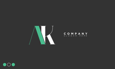 AK Alphabet letters Initials Monogram logo KA, A and K - obrazy, fototapety, plakaty