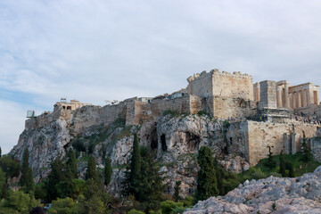 Fototapeta na wymiar Ruins of the Acropolis in Athens, Greece. Athens is the capital of Greece.