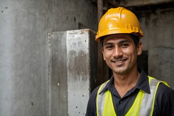 portrait of a Hispanic construction worker handyman in South America building for infrastructure for mining and house working hard physical job