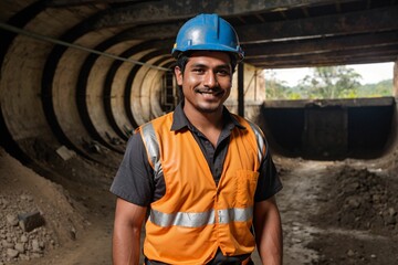 portrait of a Hispanic construction worker handyman in South America building for infrastructure for mining and house working hard physical job