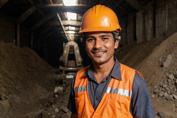 portrait of a Hispanic construction worker handyman in South America building for infrastructure for mining and house working hard physical job