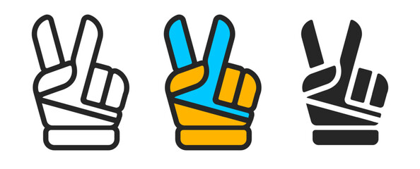 Victory concept emblem. Hands and fingers graphic element idea. Set of design elements. Vector illustration.