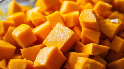 Roughly cut in cubes frozen butternut squash background