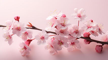 Cherry blossom sakura in Japanese Prunus serrulata symbolic and cultural icon small, delicate petals white to pale pink, spring banner copy space greeting card background