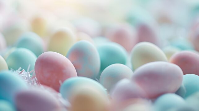 Soft pastel colors in blurred Easter eggs