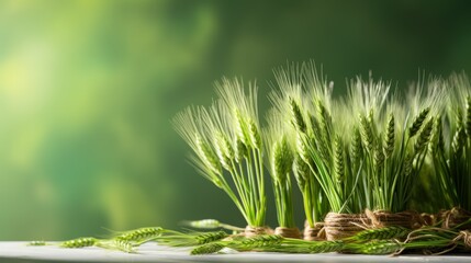Celebrating renewal with sprouted wheat grass: happy nowruz, a festive homage to nature's rebirth, cultural traditions, and the joyous spirit of persian new year, embracing health and vitality. - obrazy, fototapety, plakaty