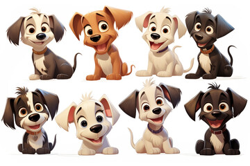 Naklejka premium happy cute funny perfect beautiful playful joyful adorable pretty animated dogs pet puppy mans best friends. running, move, zoo, game tongue animal friendly.