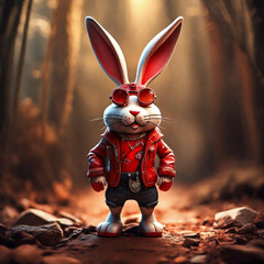 Rabbit in a red jacket