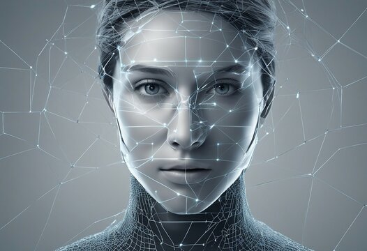 Facial Recognition System Concept Face Recognition 3D Scanning Face ID Vector Wireframe Concept