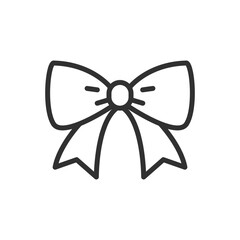 Ribbon bow, linear icon. Line with editable stroke