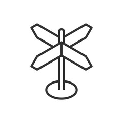 Directional sign post, linear icon isometric style. Line with editable stroke
