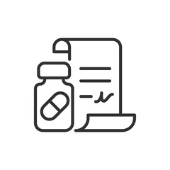 Prescription medication, linear icon. Line with editable stroke - obrazy, fototapety, plakaty