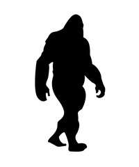 black front view walking bigfoot Sasquatch silhouette isolated