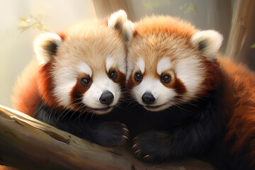 Obraz premium National Hugging Day. Cute animated animals hug each other. celebration of warm, heartfelt embraces emotional connection, kindness, well-being, share love, compassion, and smiles