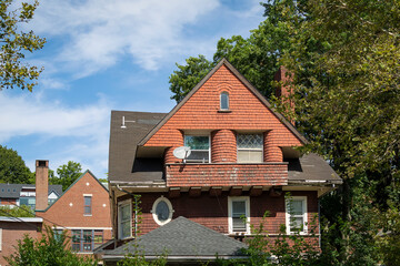 Old single-family house facade in Brookline, MA, USA