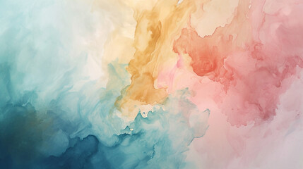 An abstract image showcasing a harmonious blend of pastel hues, creating a soft, ethereal atmosphere with smooth gradients and subtle textures resembling watercolor effects. - obrazy, fototapety, plakaty