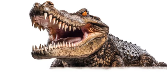 Poster Im Rahmen Big crocodile with open Mouth isolated white background. copy space © MBRAMO