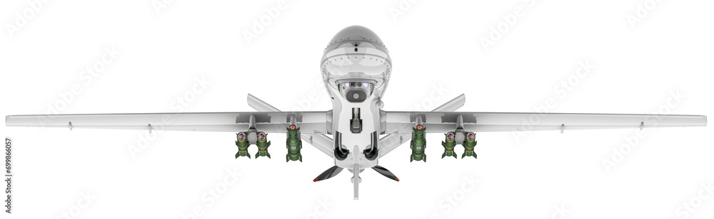 Poster military drone, front view. 3d rendering isolated on transparent background