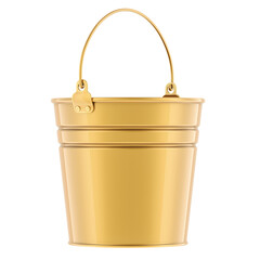 Copper bucket or golden bucket. 3D rendering isolated on transparent background © alexlmx