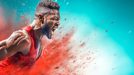  A close-up detail capturing the intense moments of an Olympic athlete in action, showcasing their determination and focus