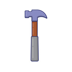 Simple Hammer equipment  cartoon flat design style  icon isolated by white color