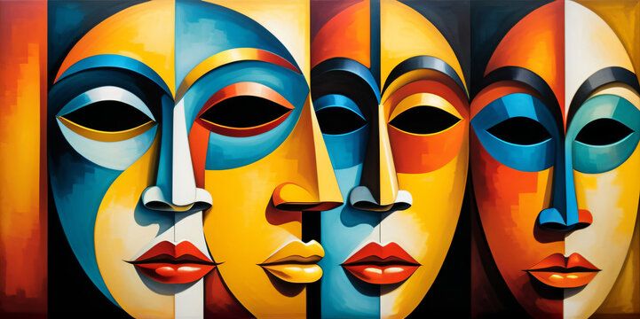Traditional African masks. Modern abstract African art