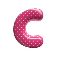 Polka dot letter C - Capital 3d pink retro font - suitable for Fashion, retro design or decoration...