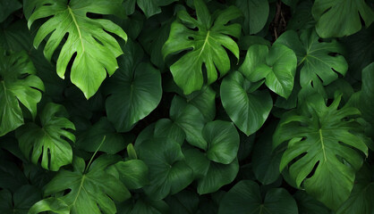 Nature leaves green tropical forest background - obrazy, fototapety, plakaty