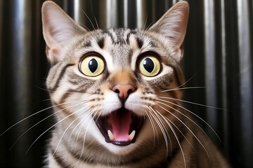 Surprised cat meme. - obrazy, fototapety, plakaty